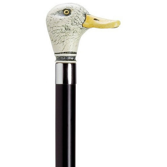 Walking Cane Scrimshaw Duck Head Derby Cane Black Shaft