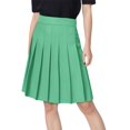thumbnail image 4 of Women's Pleated Skirts Vintage Solid Color Knee-Length Long Skirts High Waist Casual Mid Length A-Line Skirts, 4 of 9