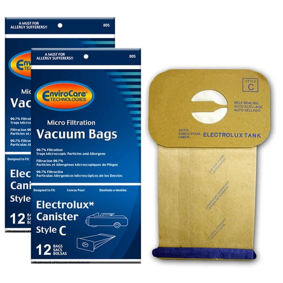 EnviroCare Replacement Micro Filtration Vacuum Cleaner Dust Bags made to fit Vacuum Bags for Electrolux Canisters Style C 24 pack