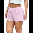 thumbnail image 2 of Pantalones Cortos Tipo Bóxer de Verano con Cintura Elástica, Cordón Ajustable y Estampado de Rayas para Mujer. Rosa XL, 2 of 7