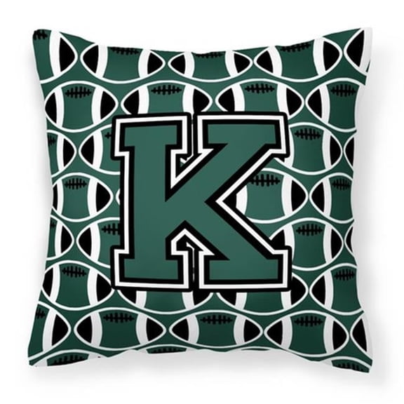 Carolines Treasures CJ1071-KPW1414 Letter K Football Green & White Fabric Decorative Pillow