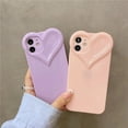 thumbnail image 4 of 3D Love Heart Cute Phone Case For iPhone 14 11 12 13 15 Pro Max X XR XS 7 8 Plus Candy Color Solid Soft Silicone Tpu Back Cover, 4 of 5