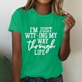 thumbnail image 2 of WREESH Womens Fashion T-Shirts Spring Summer Girls Plus Size Print Tees Short Sleeve Round Neck T Shirt Blouse Tops Pullover Green, 2 of 7