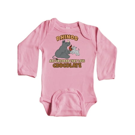 

Inktastic Rhinos are Just Unicorns that Love Chocolate Gift Baby Boy or Baby Girl Long Sleeve Bodysuit