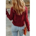 thumbnail image 3 of Women's Red Textured Round Neck Long Sleeve Top, 3 of 5