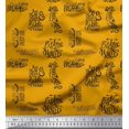 thumbnail image 1 of Soimoi Gold Heavy Canvas Fabric Explore The World Text Printed Craft Fabric by the Yard 58 Inch Wide, 1 of 5