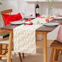 Valentine's Day Table Runner, Pretty Large Heart Pattern Table Cover, Portable Soft Heart-Shaped Table Flag, 3D Vision Dining Desk Cabinet Decorative Table Flag, Seasonal Table Decoration, 93x33cm