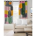 thumbnail image 2 of Contemporary Geometric Blackout Curtains for Bedroom Living Room Darkening Curtains 63 Inches Long Color Block Striped Abstract Window Curtain 2 Panels Set Window Treatment Grommet Drapes 42"x63", 2 of 9