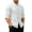 White, variant on Men's Chinese Style Cotton Shirt 3/4 Sleeve Mandarin Collar Top with Traditional Frog Buttons Casual Kung Fu Tee
