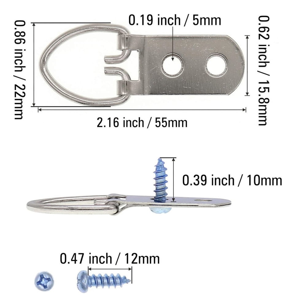 Applicable to 50 Pieces Heavy Duty D-Ring Picture Hangers