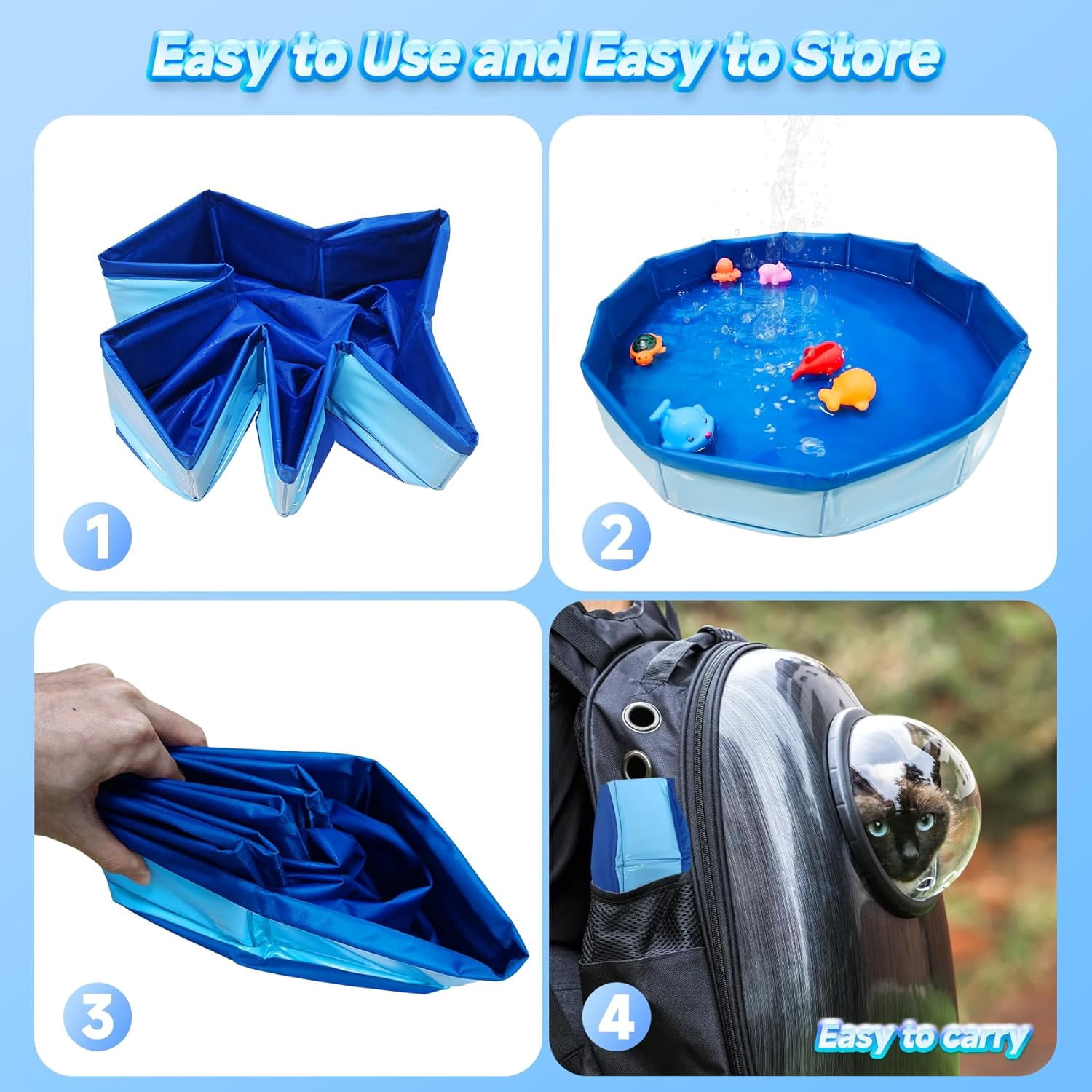Interactive Cat Water Mat with Fish Toy, Self Play Aqua Toys for Bored Indoor Cats, Stimulating Enrichment Toys for Cats & Ferrets, Portable Cat Water Pool-B(2Set)