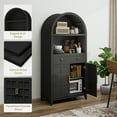 thumbnail image 5 of FULLWATT 65" Tall Arched Cabinet, Kitchen Pantry Cabinet, Farmhouse Arched Bookcase Bookshelf with Storage Drawer and Ajustable Shelves, China Pantry, for Living Room, Kitchen, Home Office, Black, 5 of 12
