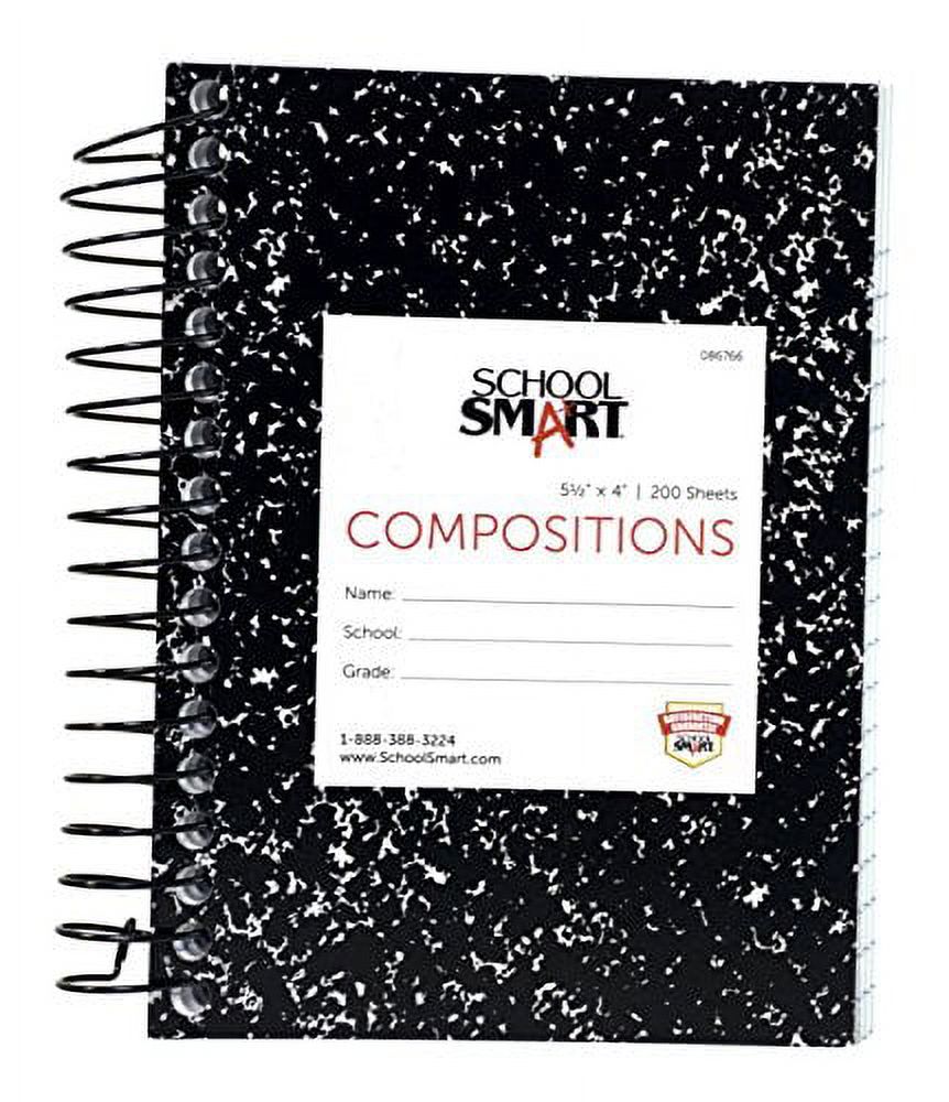 School Smart 086766 Sulphite 3-Hole Punched Non-Perforated Spiralbound Notebook - 1 Subject&#44; 5-1 & 2 x 4 In&#44; 15 Lb&#44; 0.34 In&#44; Wide Ruling&#44; 200 Sheets&#44; White - image 2 of 2