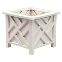 329156 Chippendale Planter Box, Plant Holder for Patio and Lawn, 14 ¾” sq. x 13 ¼ H Overall, White