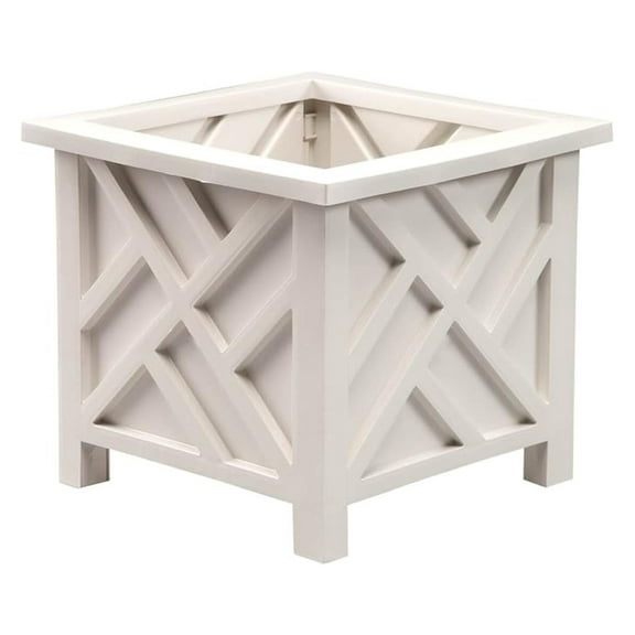 329156 Chippendale Planter Box, Plant Holder for Patio and Lawn, 14 ¾” sq. x 13 ¼ H Overall, White