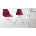 thumbnail image 3 of 2xhome Set of 2 Red Desk Chair Mid Century Modern Plastic Molded Shell Assembled Chairs Chrome Wire Metal Eiffel Side Armless No Arms DSW for Work Office Dining Living Kitchen Bedroom, 3 of 5