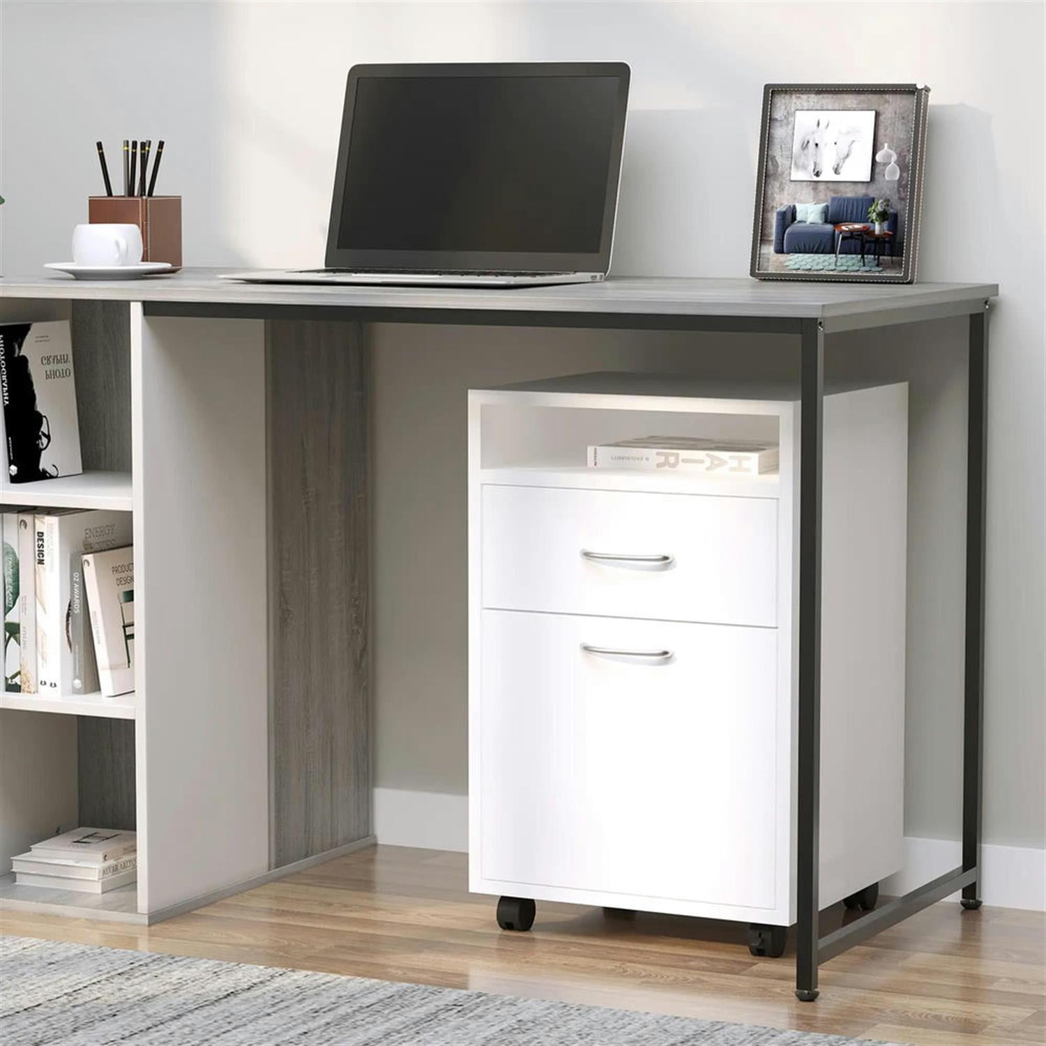 Demi Bonn Rolling Filing Cabinet with Castors, File Cabinet Printer Stand with Drawer and Cabinet for Home Office, White