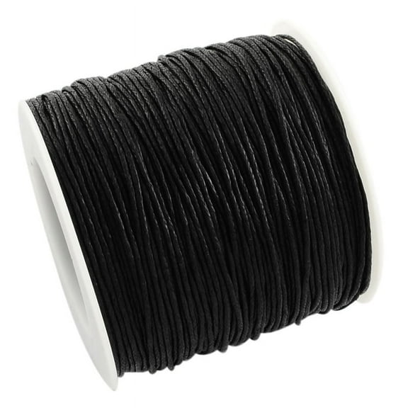 1Roll Eco-Friendly Waxed Cotton Thread Cords Macrame Beading Cords for Bracelet Necklace Jewelry Making Black 1mm 100yards/roll