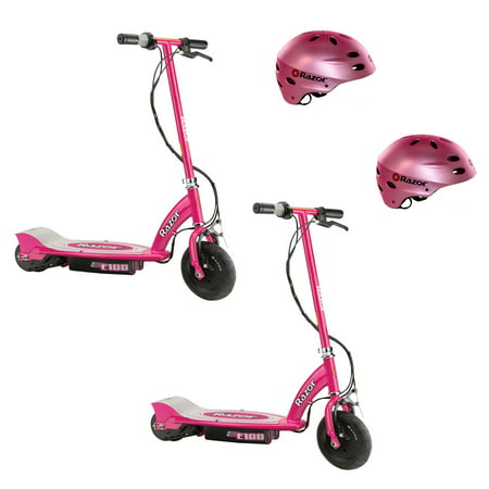 Razor E100 Electric Motor Powered Ride On Kids Scooter, Pink (2 Pack) +