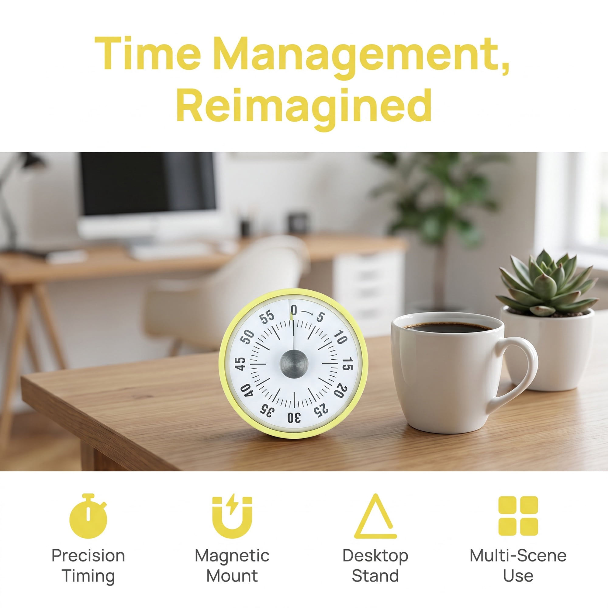 Unique Bargains Loud Alarm Magnetic Backing Timer for Cooking and Learning Yellow