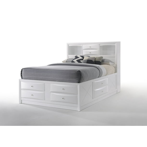 Acme Furniture Ireland Full Bed With, Storage Platform Bed Full White