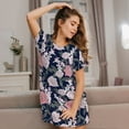 thumbnail image 3 of Naloa Rose Flowers Print Women Nightgowns,Womens Loungewear,Short Sleeve Sleepwear,Comfy Ladies Nightdress, 3 of 6