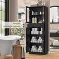 thumbnail image 3 of Space-Saving 67 Inch Bathroom Linen Cabinet,Freestanding Tall Storage Tower with Adjustable Shelves & Glass Doors for Bathroom, Kitchen, Hallway Organization (Black), 3 of 7