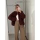 thumbnail image 4 of Chaqueta Retro de lana de cordero con una hilera de botones para mujer, abrigos Vintage de manga larga de gran tamaño con cuello redondo, ropa de calle alta elegante para mujer 2024, 4 of 5