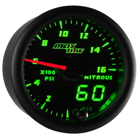 MaxTow | Black & Green Double Vision Series Nitrous Pressure Gauge for Trucks