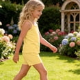 thumbnail image 4 of Amidoa Girls Summer 2 Piece Outfits Cute Solid Color Tank Top and Casual Shorts Kids Clothing Set Yellow Size 12 Yellow Size 12, 4 of 9
