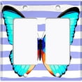 thumbnail image 6 of Metal Light Switch Plate Cover Unique Teal Butterfly Purple Stripes BUT031, 6 of 13