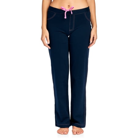 

Casual Nights Women s 100% Cotton Contrast Stitch Pajama Sleep Pants -Navy Blue - Medium