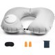 thumbnail image 1 of Inflatable travel pillow, air cushion for the neck, light and cool fabric, self-pumping + eye mask + earphones + reusable bag 【Grey】, 1 of 5