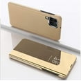 thumbnail image 2 of case for Samsung Galaxy F62 Makeup Mirror Phone Case, Galaxy M62 Luxury Clear View Smart Window Screen Display Case Support Wireless Charging Flip Phone Cover for Samsung Galaxy F62 5G QH Gold, 2 of 11