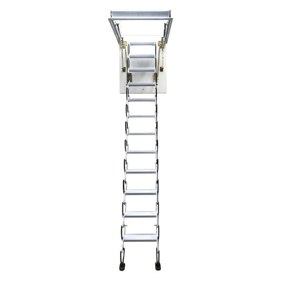 Techtongda Black-white Attic Ceiling Ladder Extension Attic Folding Ladder Pull Down Attic Stairs 600 lb Carbon Steel