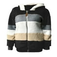 thumbnail image 4 of Women Contrast Color Hooded Coat Long Sleeve Zip-up Plush Tops, 4 of 6