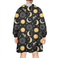 thumbnail image 2 of Wearable Oversized Blanket,Black Sun Moon Star Pattern Wearable Blanket Hoodie for Adults,Cozy Hooded Blankets with Super Pockets,Super Warm Fuzzy Pullover for Women & Men, 2 of 6