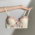 thumbnail image 6 of MDUKONU Bras for Women Women's Wireless Seamless Matte Mini Rib Bra Beige M, 6 of 6