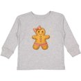 thumbnail image 3 of Inktastic Cute Gingerbread Girl with Pink Bow Christmas Boys or Girls Long Sleeve Toddler T-Shirt, 3 of 5