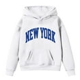 thumbnail image 4 of Telankuip Trendy New York Girls Pullover Hoodies Loose Fit Long Sleeve Kids Hooded Sweatshirts Drawstring Drop Shoulder Casual Comfort Warm Workout Fall Winter Tops White 11-12 Years, 4 of 4