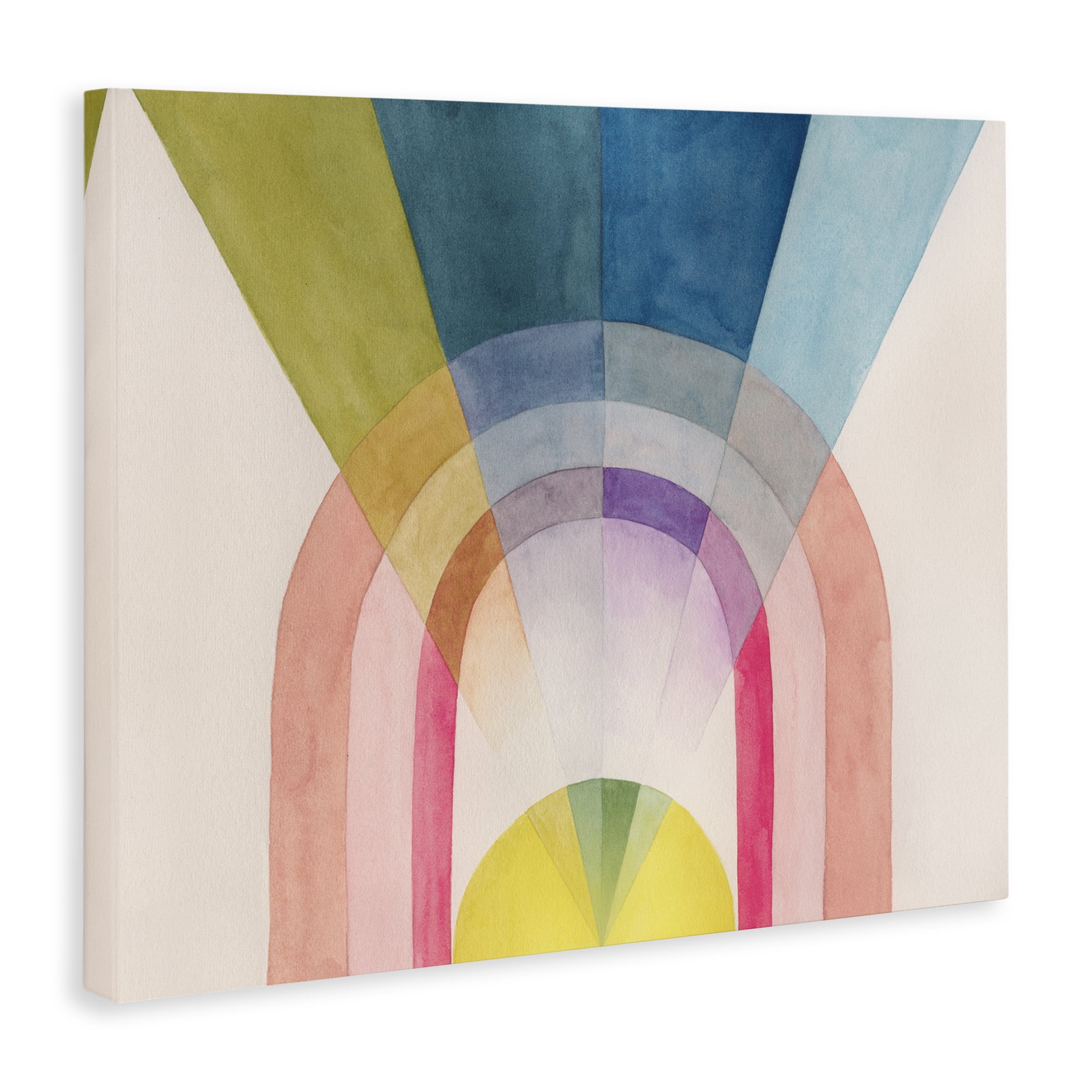 Stupell Industries Sun Rays & Rainbow Abstract Painting Wrapped Canvas Art Print Wall Art, 48 x 36