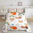 thumbnail image 2 of Feelyou Funny Jungle Fox Queen Comforter Set for Boy, Cartoon Rainbow Bedding Sets, Flower Love Heart Reversible Bedding Comforter Set, Luxury Bedroom Decor, 3 Pieces, 2 of 8