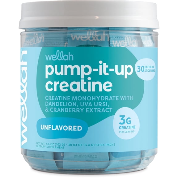 Wellah Creatine For Women (Unflavored) 30 Stick Packs - 3g of Creatine Monohydrate with Cranberry Extract, To-Go Packets