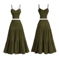 thumbnail image 2 of Women's 2 Piece Maxi Skirt Sets Crop Top Ruffle Hem Flowy Midi Skirt Vacation Going Out Outfits Green S, 2 of 8
