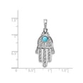 thumbnail image 2 of 14K White Gold Synthetic Turquoise Filigree Hamsa Pendant Necklace with Chain, 2 of 4