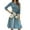 Blue, variant on WTOBBY Women's Elegant Floral Print Waistband Round Neck 3/4 Sleeve Dress, Flowy Casual Sundress with Feminine Silhouette for Outings,Black L
