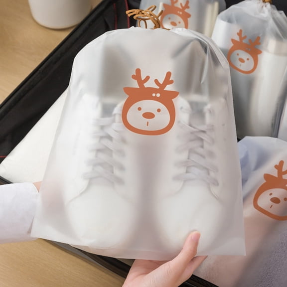 YingYouFu 10 Pcs Portable Shoe Storage Bags, Waterproof Dustyproof Drawstring Organizer for Travel, Suitcase, Clothes, Towels, Breathable Plastic Shoe Protector Bags, White-A
