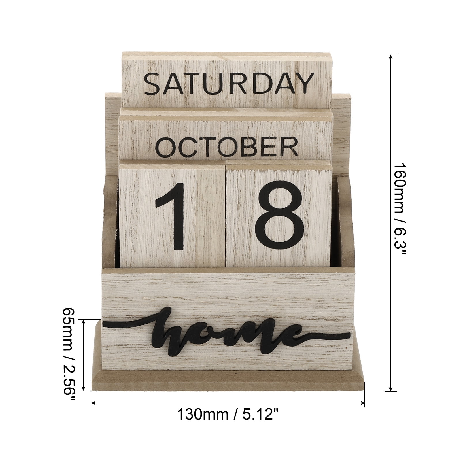 Uxcell Vintage Wood Block Perpetual Calendar, Wooden Month Week