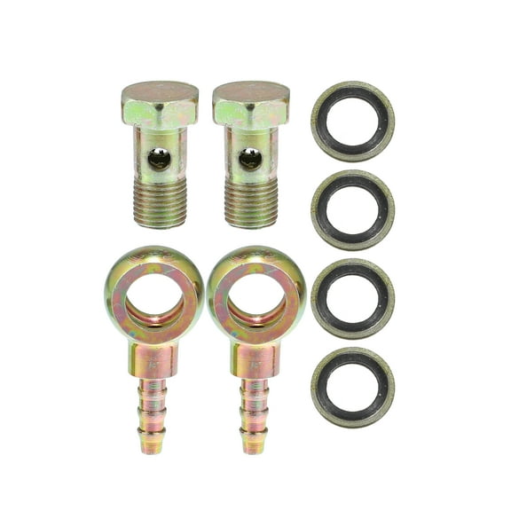Unique Bargains Banjo Bolt M10x1 6mm Banjo Bolt Hose Barb Fittings Adapter with Washers for Motorcycle Car (Set of 2)