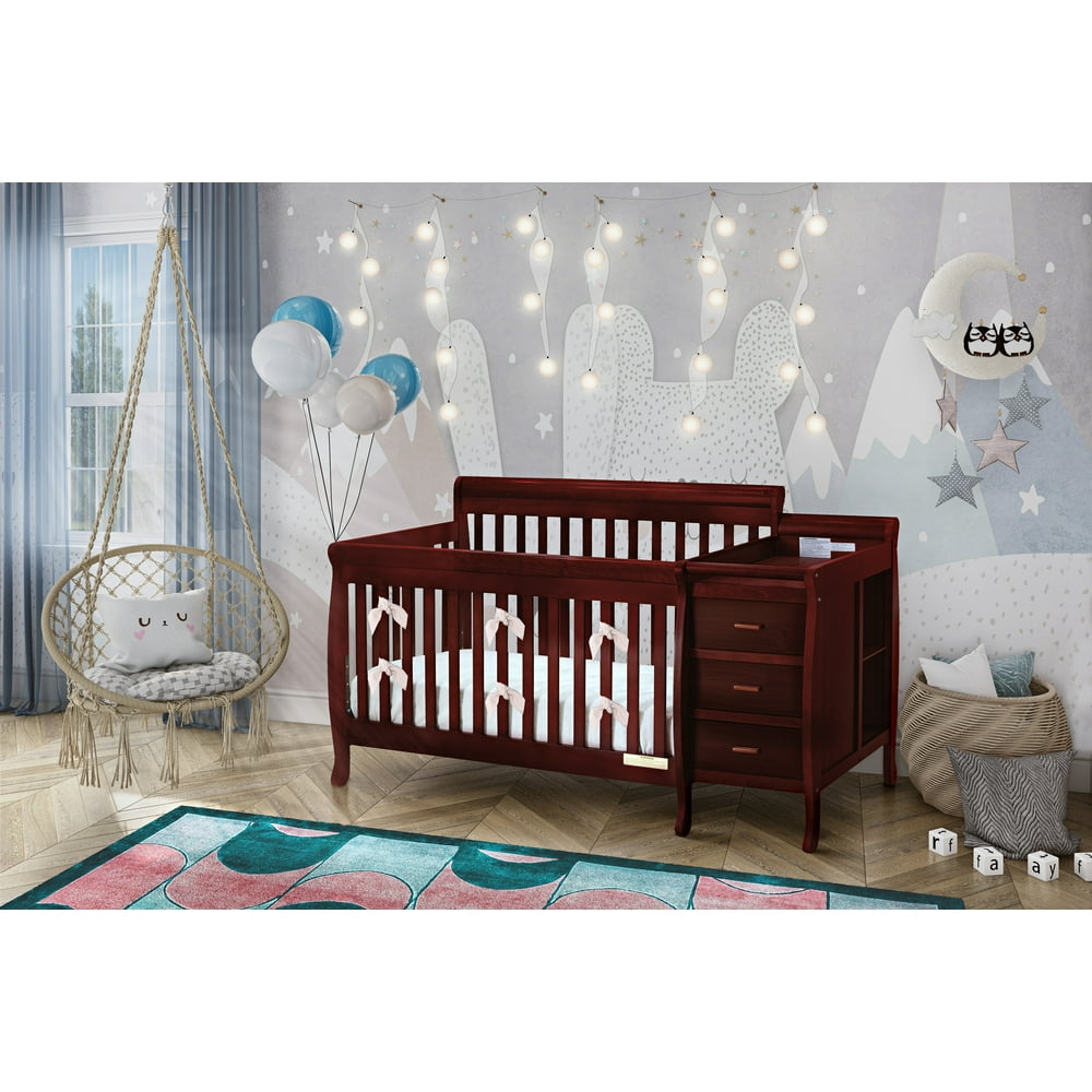 AFG Baby Furniture Kimberly 3in1 Convertible Crib and Changer, Cherry